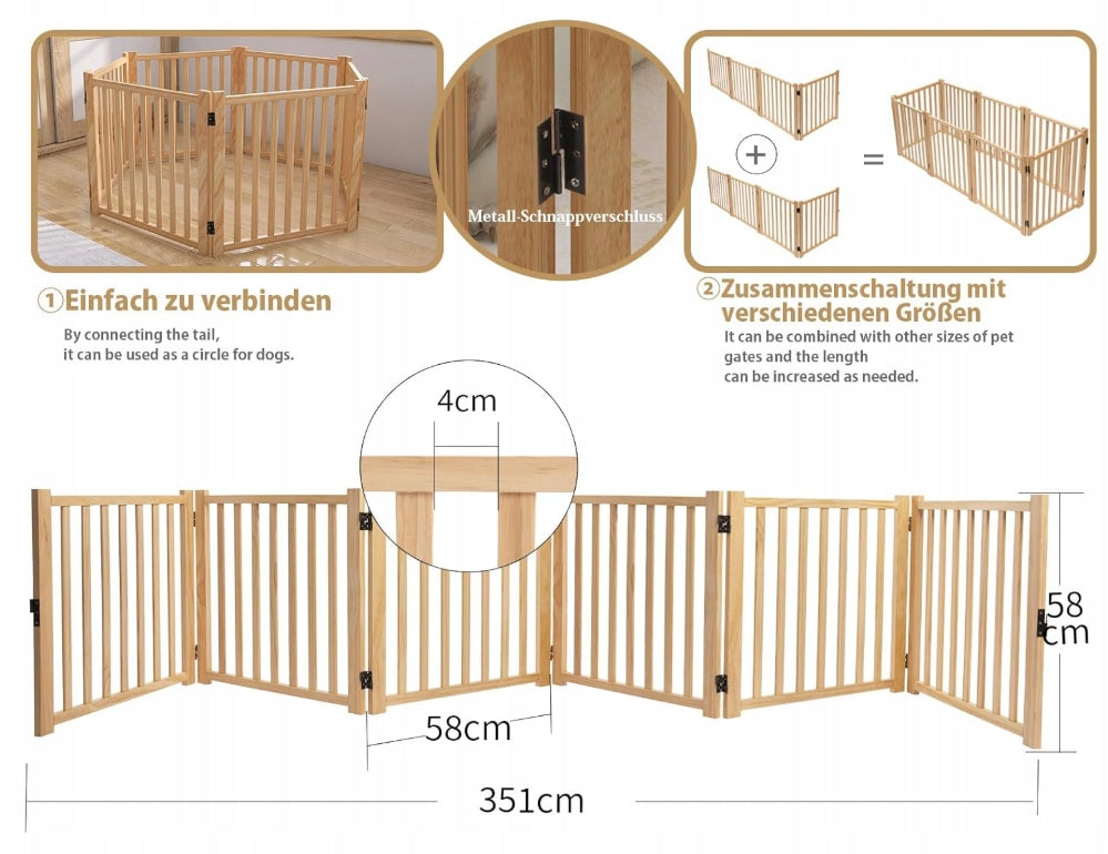 Wooden Dog Goal, Pet Fence, 6-Piece Product weight with unit packaging 9 kg