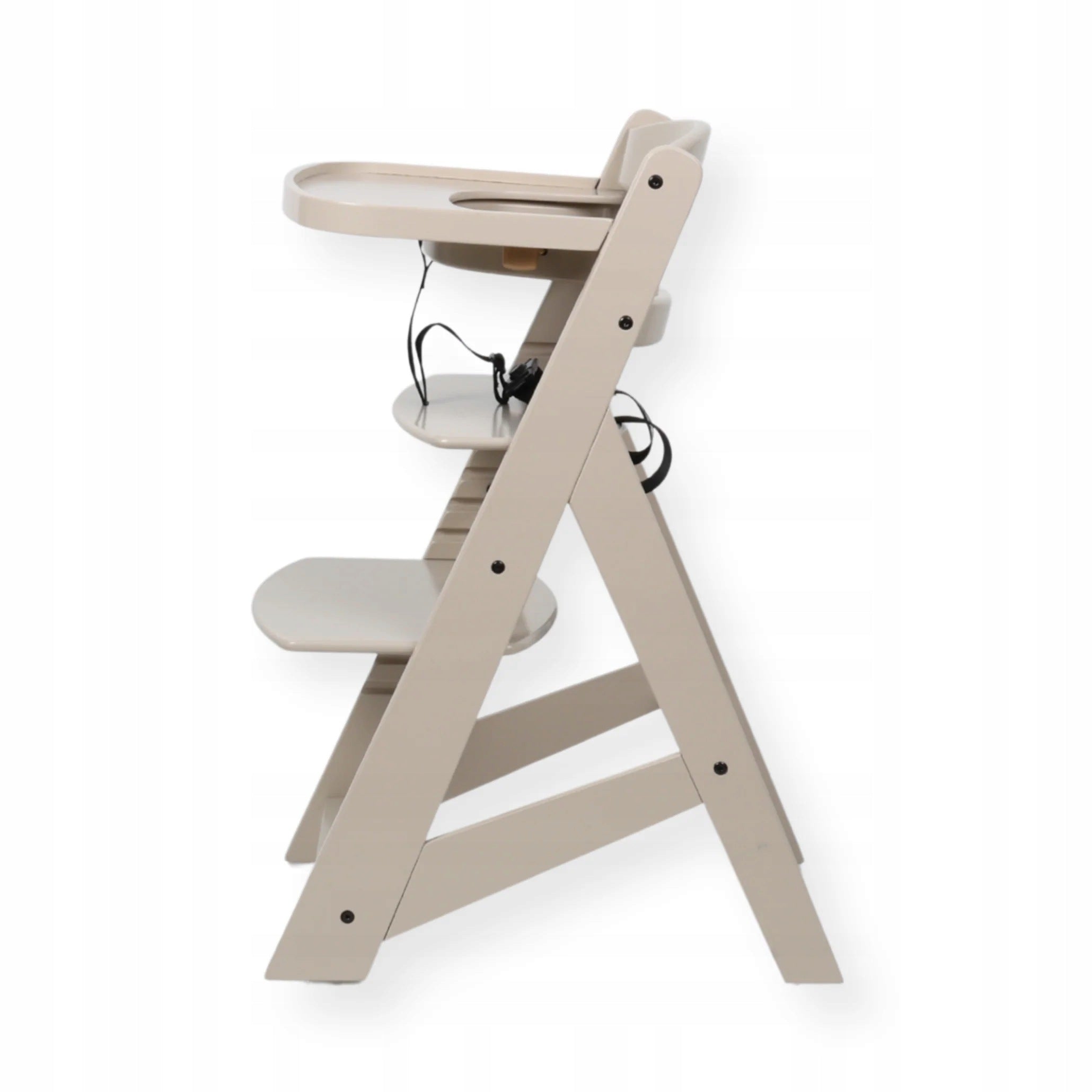 Wooden Feeding Chair Adjustable with Tray and Pillow - Beige Product depth 48 cm
