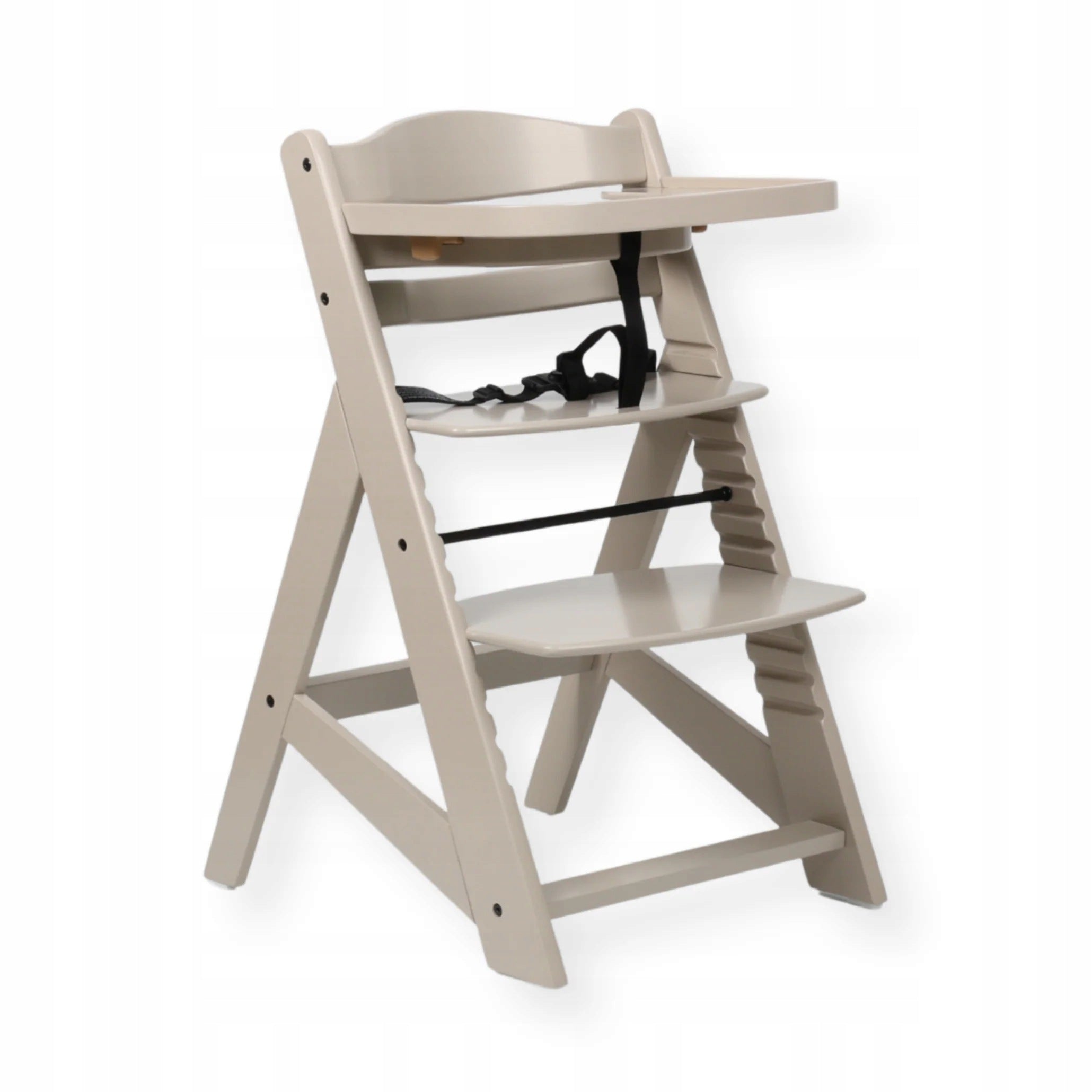 Wooden Feeding Chair Adjustable with Tray and Pillow - Beige