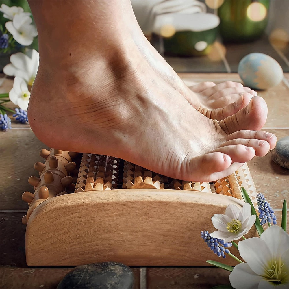 Wooden Foot Massager Double Body Massage Relaxing Non-Slip Packaging status original