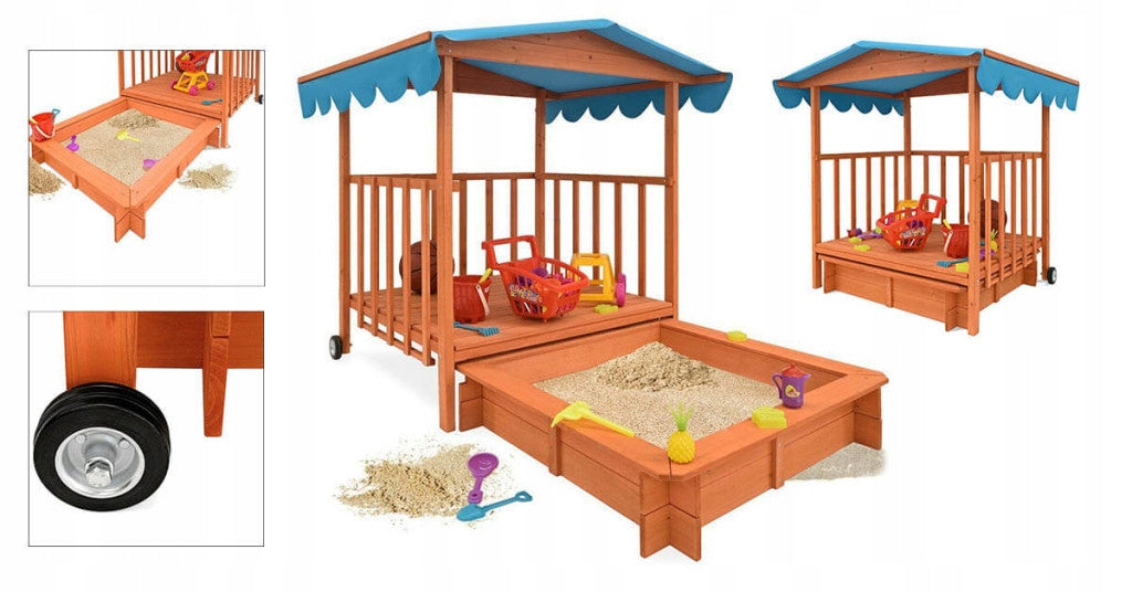 Wooden Garden House for Children 2in1 with Sandbox, Square Toys for Garden Additional information sun canopy