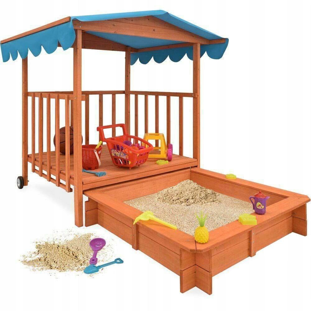 Wooden Garden House for Children 2in1 with Sandbox, Square Toys for Garden Kid's age 2＋ years