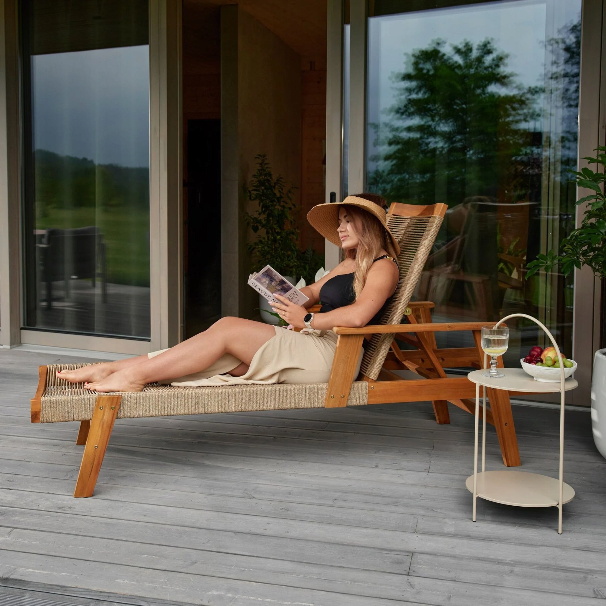 Wooden Garden Sun Lounger Balcony Adjustable Balcony Terrace Brand di volio