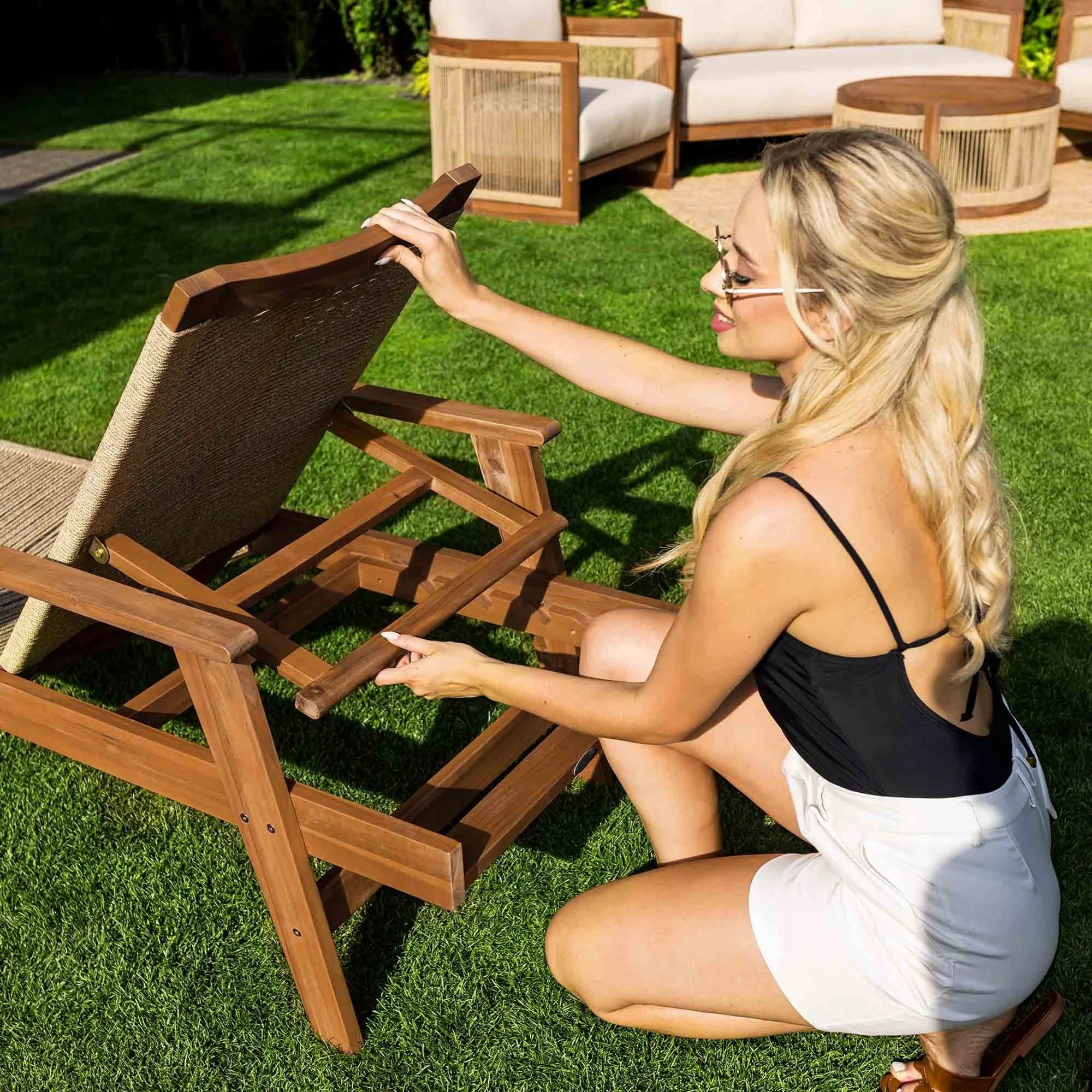 Wooden Garden Sun Lounger Balcony Adjustable Balcony Terrace Manufacturer code Alege DV-100SL