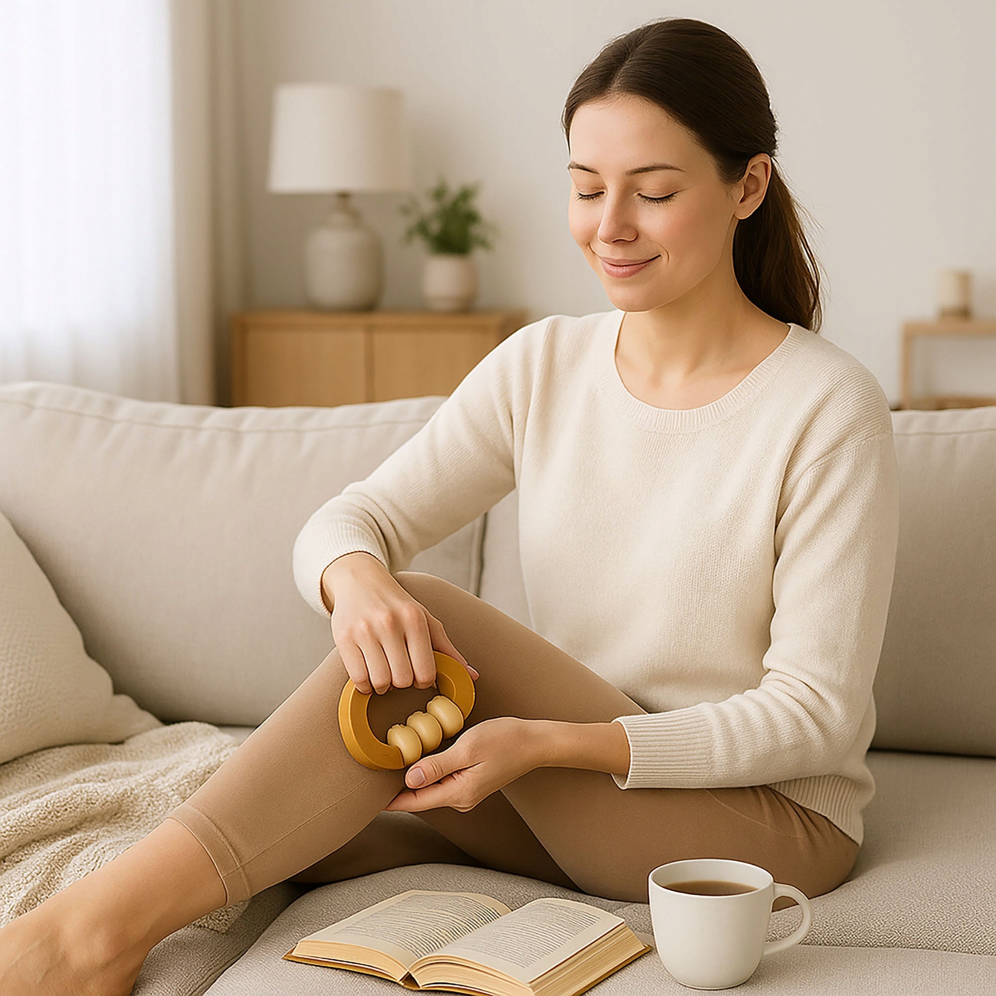 Wooden Handheld Abdominal Leg Body Massager Anti-Cellulite Roll for Mass Packaging status original
