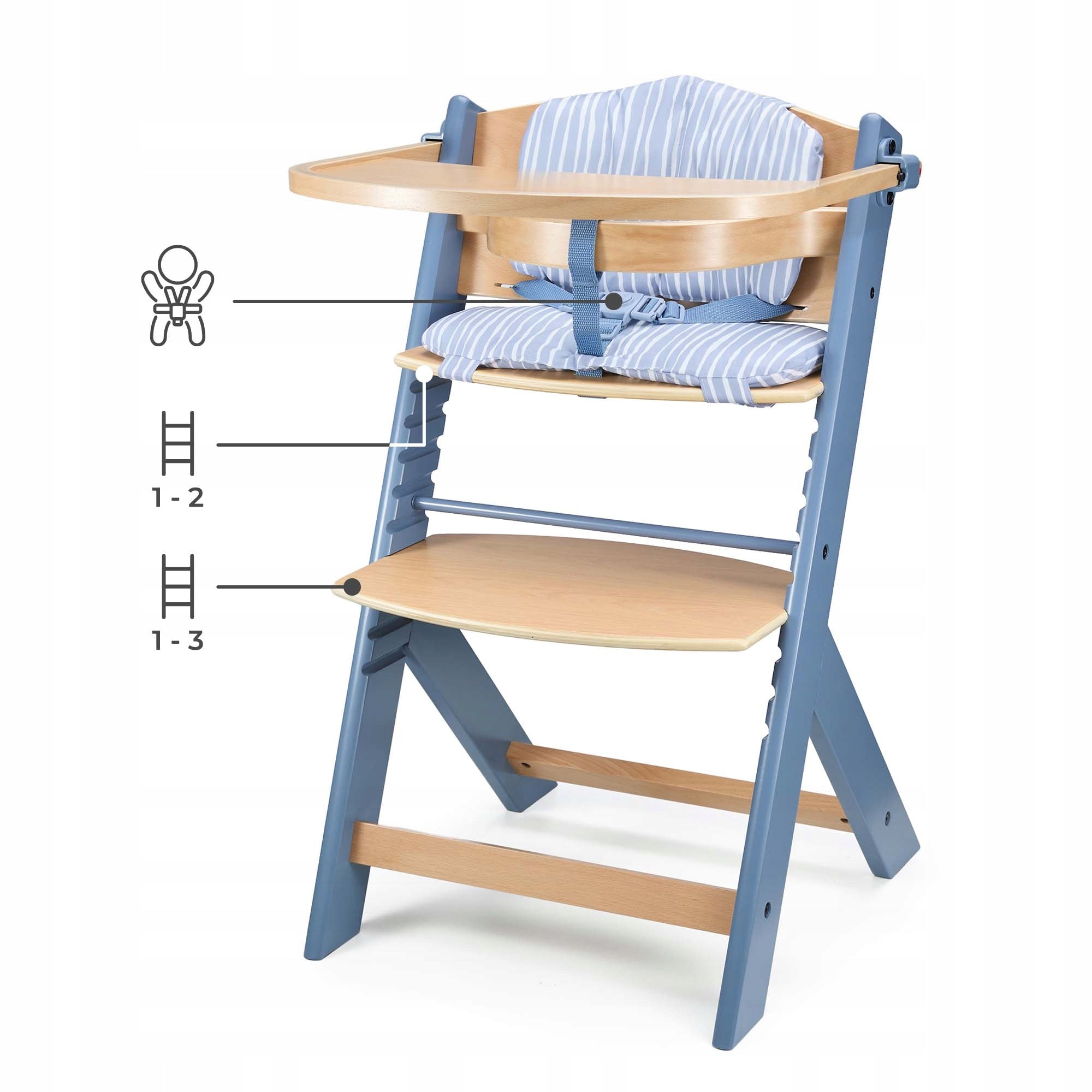 Wooden Highchair 2in1 with pillow up to 35kg Kinderkraft ENOCK Manufacturer code KHENOC00NOR0000