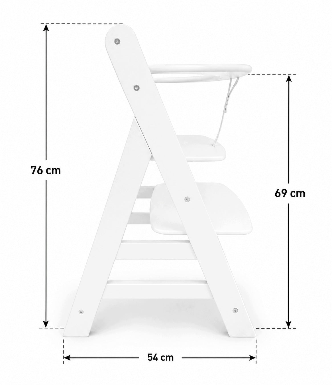 Wooden Highchair HOMIT Growing Adjustable Footrest White Brand no brand