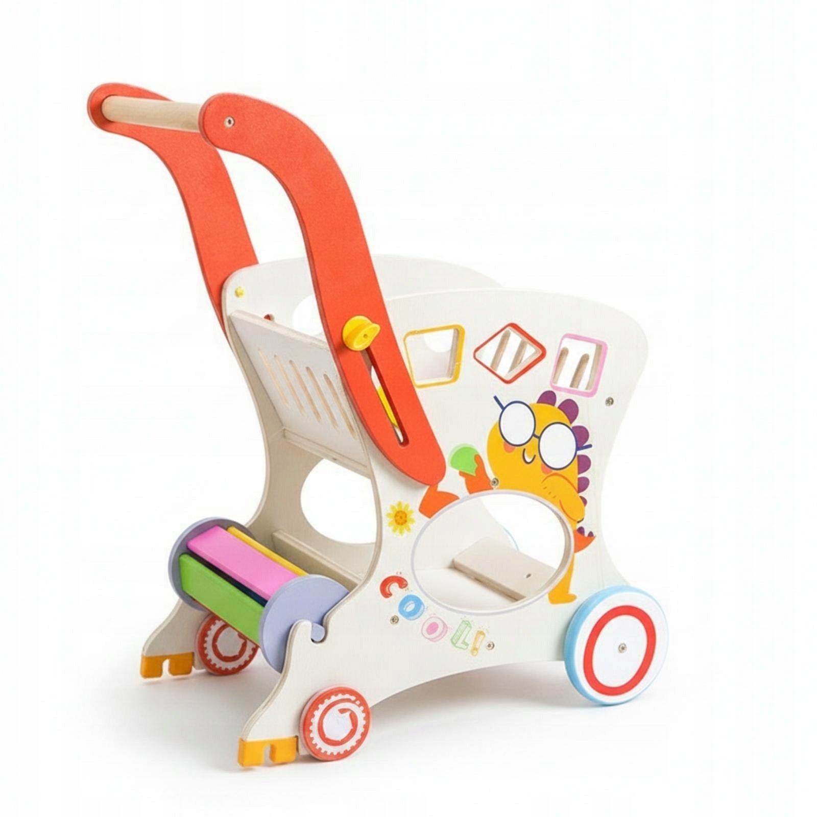 Wooden Infant Pusher Cart Cutout Openings Wooden Push Pusher Stacking Rings Packaging status original