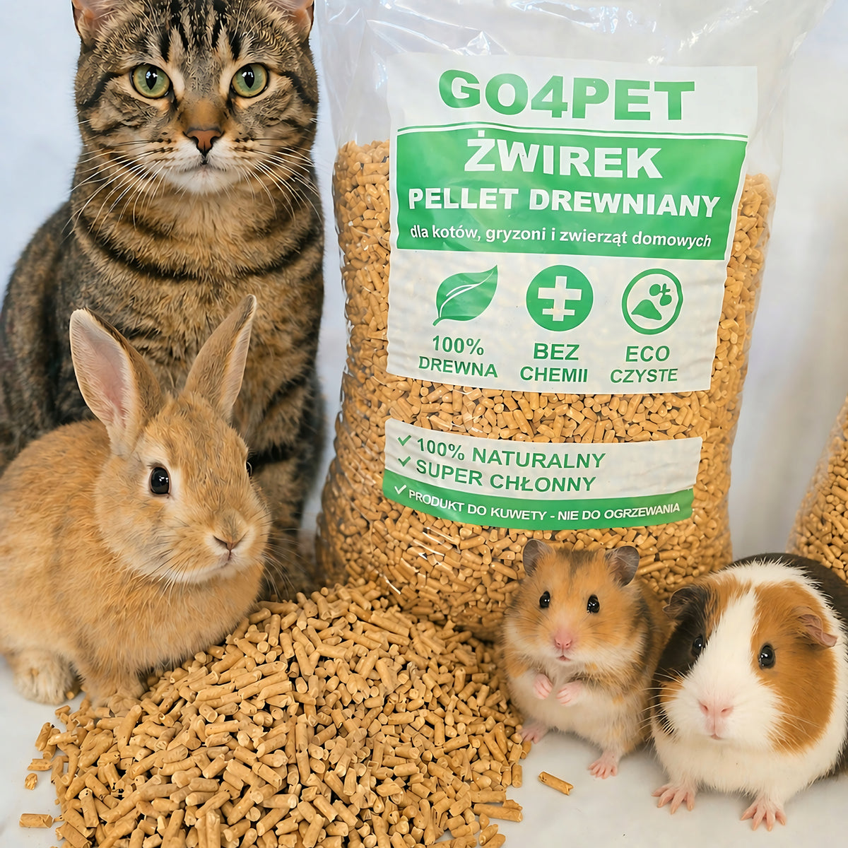 Wooden Litter GO4PET 10kg Pellet For Cat Rabbit Rodents Natural EKO Packaging status original