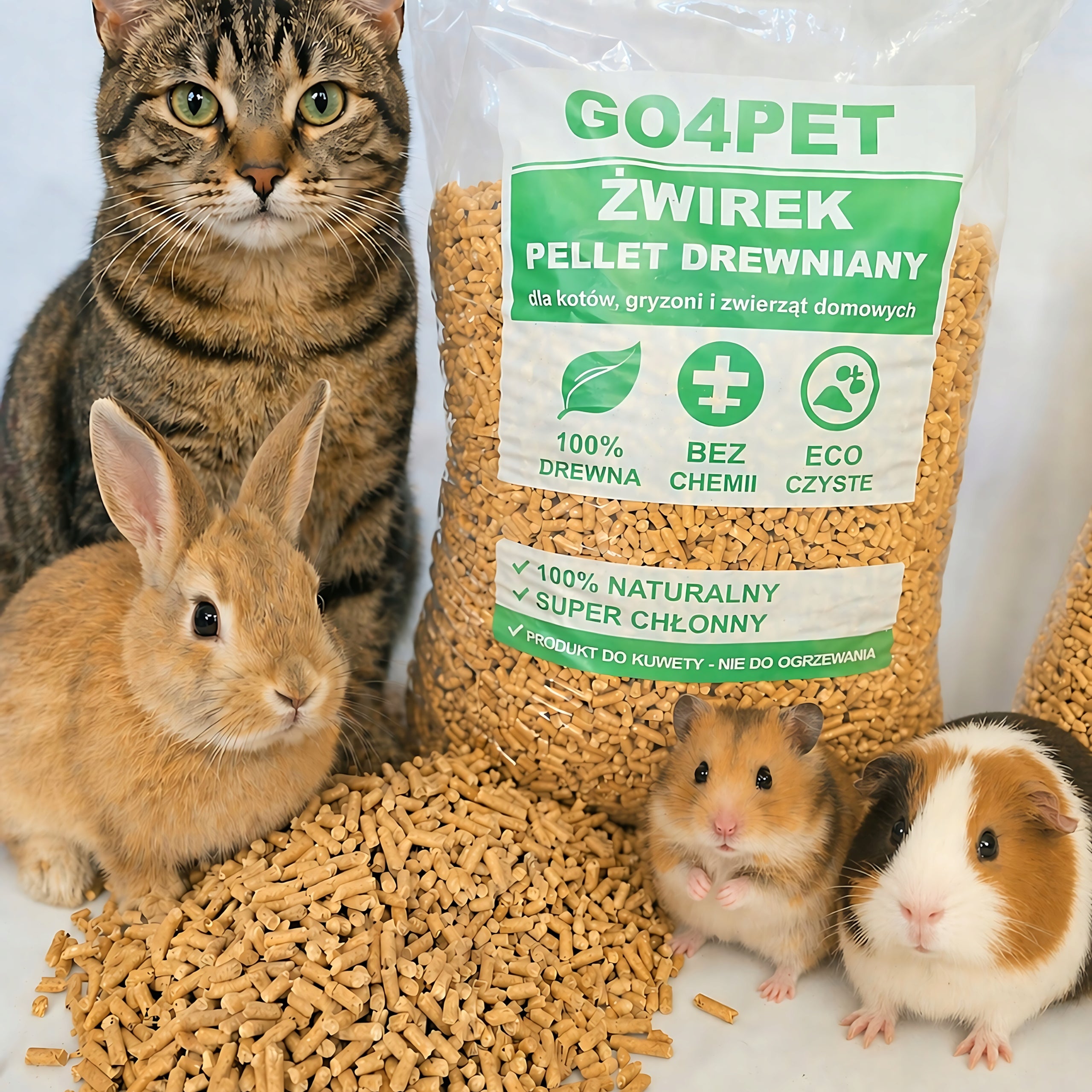 Wooden Litter GO4PET 10kg Pellet For Cat Rabbit Rodents Natural EKO Trade name Żwirek pellet drewniany