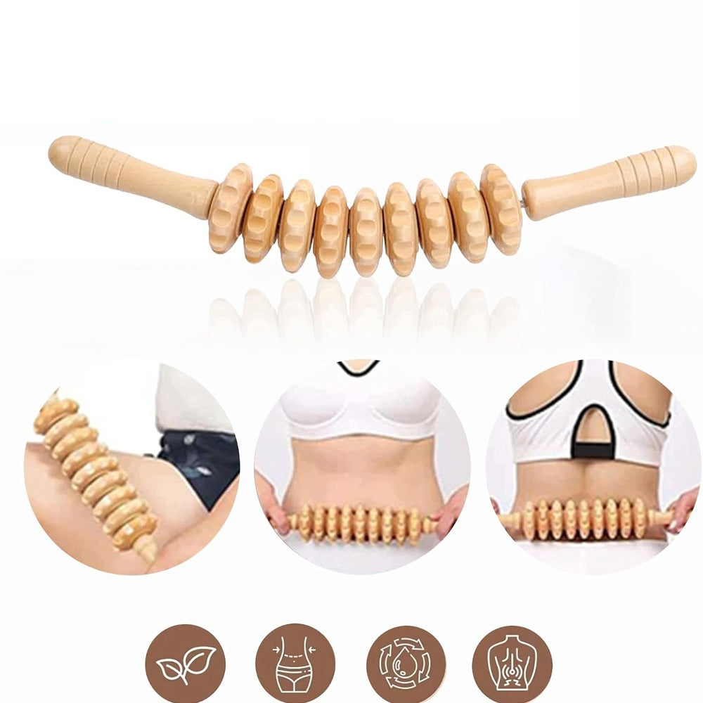 Wooden Massage Set BEDEE 6 Elements With Rollers For Home Spa Packaging status original