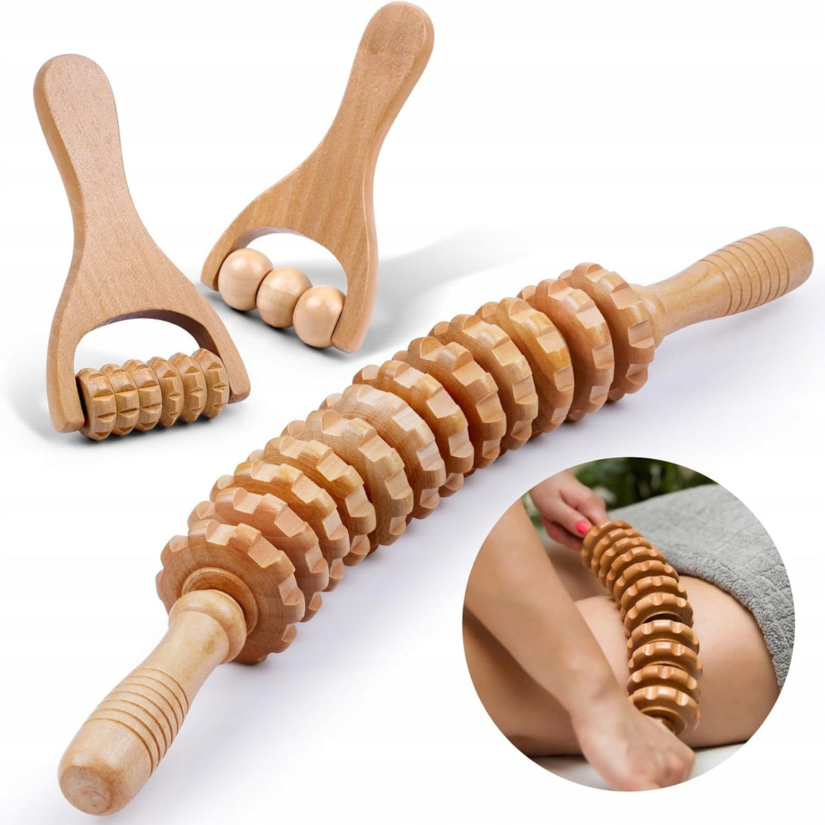 Wooden Massage Set Wooden Massage Roller for Muscle Relaxation Packaging status original