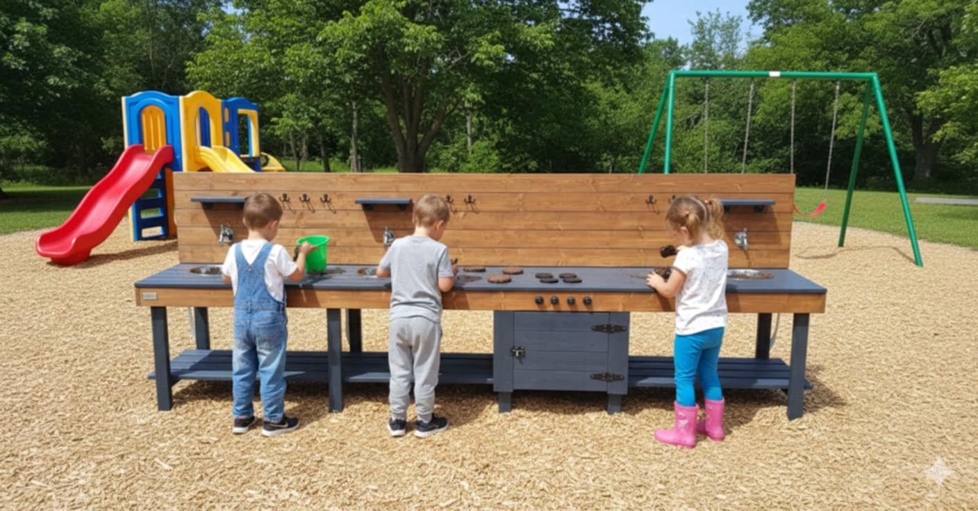 Wooden Mud Kitchen 300cm XXL, CERTIFICATE, GARDEN KITCHEN, CERTIFICATE Packaging status original