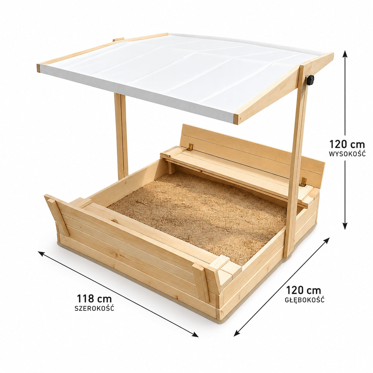 Wooden Sandbox Closed with Canopy 120 cm – Polish Manufacturer Bączek Manufacturer code PD 6603