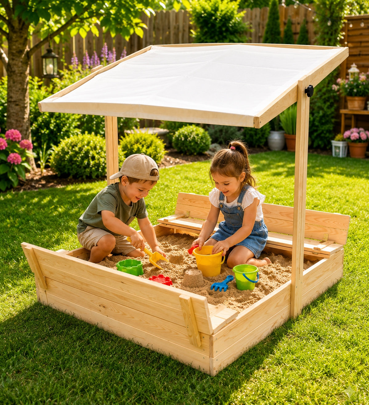 Wooden Sandbox Closed with Canopy 120 cm – Polish Manufacturer Bączek Packaging status original