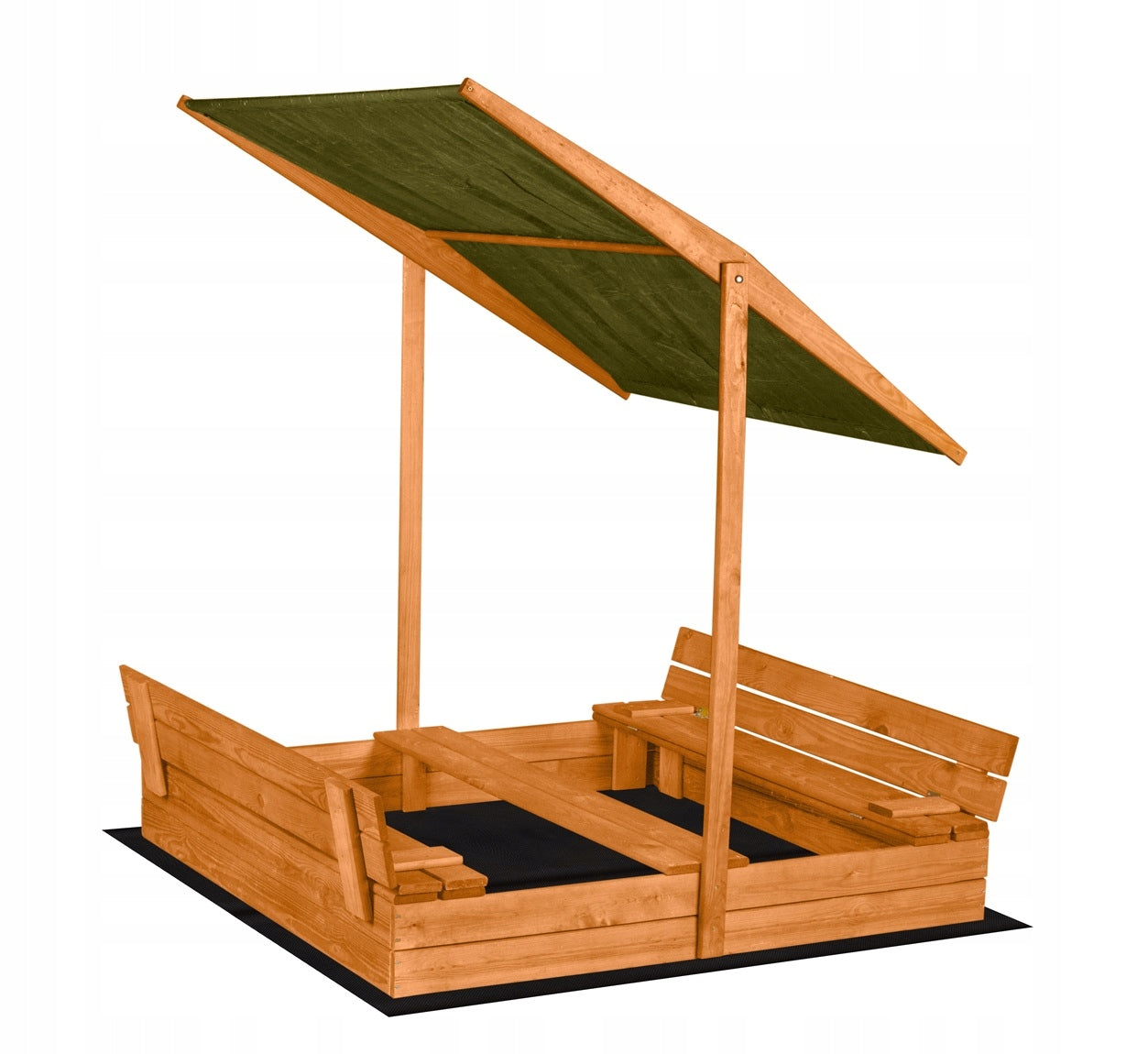 Wooden Sandbox Closed with Canopy 140 x 140 Impregnated Kid's age 3＋ years