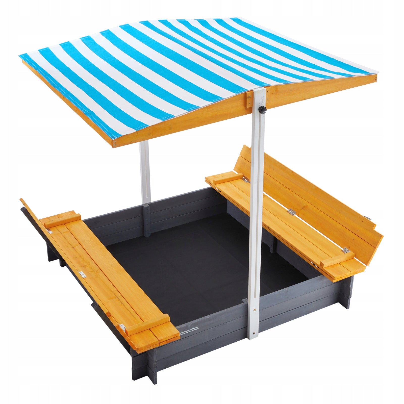 Wooden Sandbox with Canopy Sand Box Sand Pit Outdoor Backyard Ages 3-12 Kid's age 3＋ years