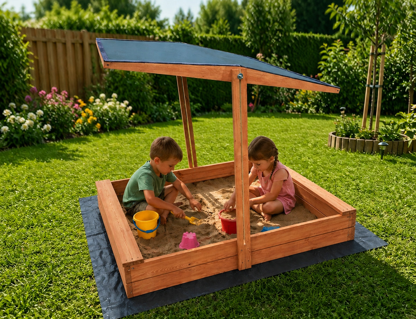 Wooden Sandbox with visor 120x120x30 + Freebies HIT Wooden Manufacturer code gsy