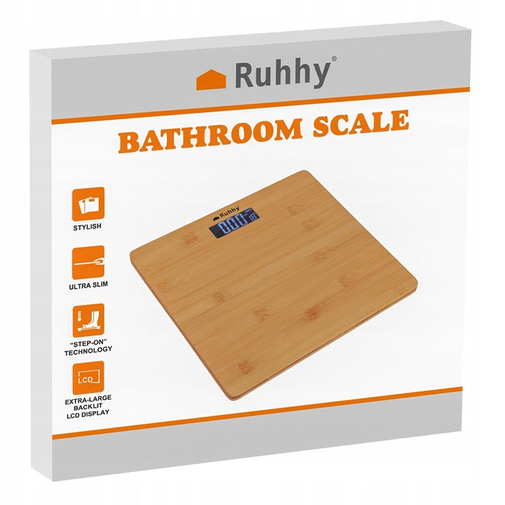 Wooden Scale Bamboo Electronic Bathroom up to 180 kg LCD Digital Packaging status original