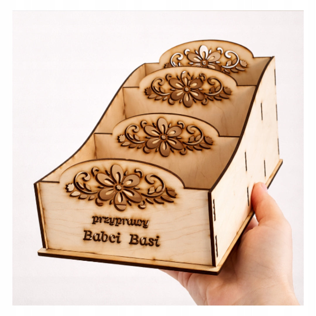 Wooden Spice Organizer Kitchen Seasoning Personalized Brand no brand