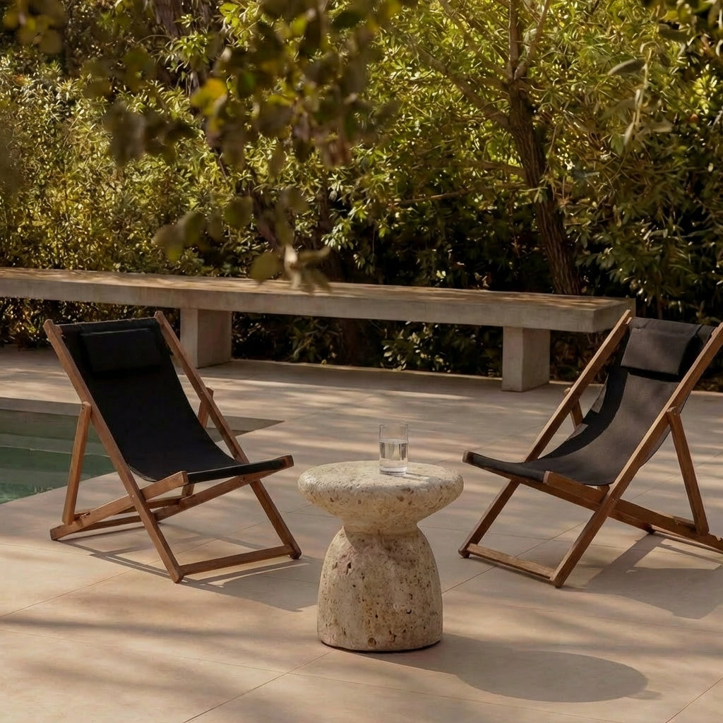 Wooden Sun Lounger with Cushion Impregnated Garden From the Manufacturer Brand SandTropic