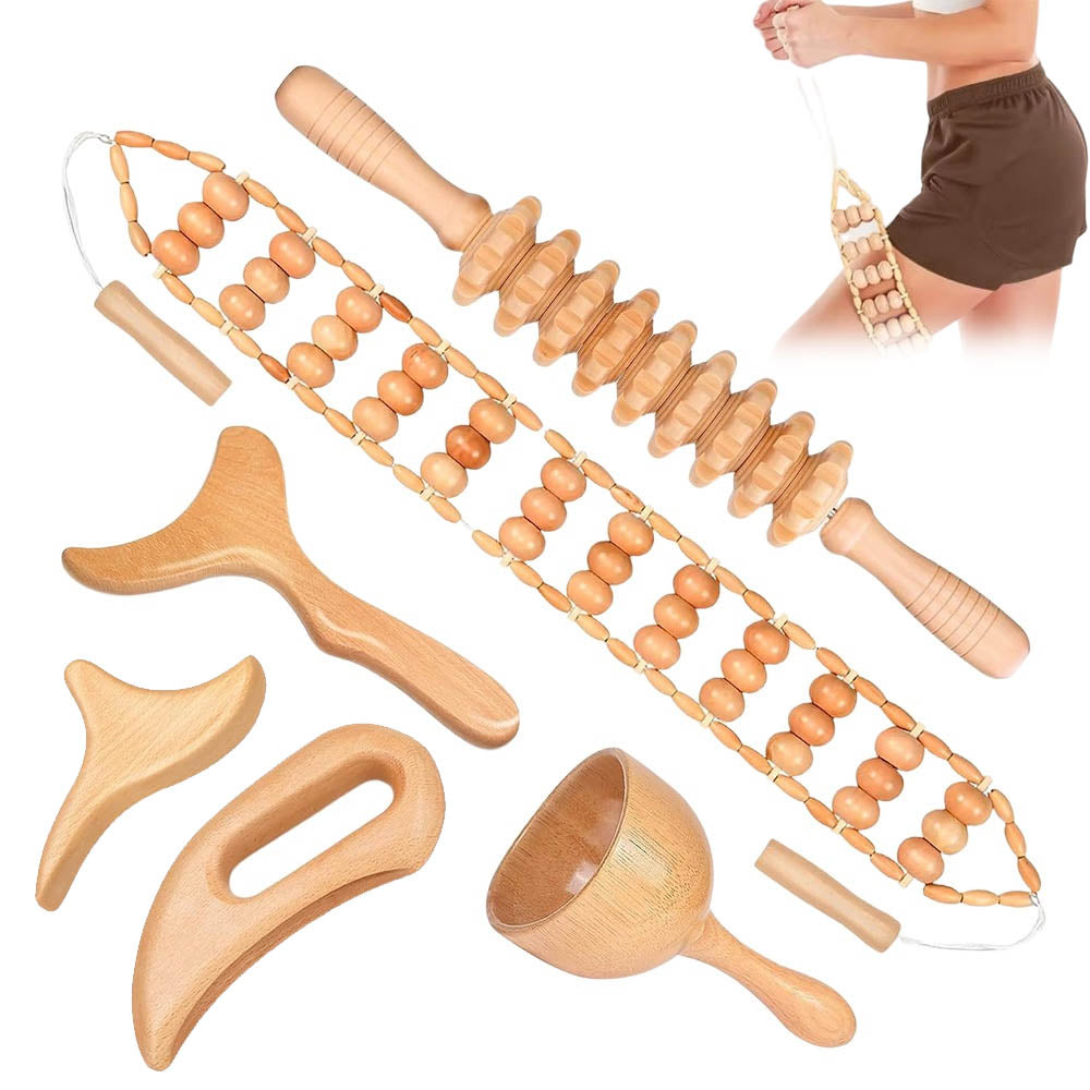Wooden Tool Set 6in1 For Full Body Massage Maderotherapy Massager