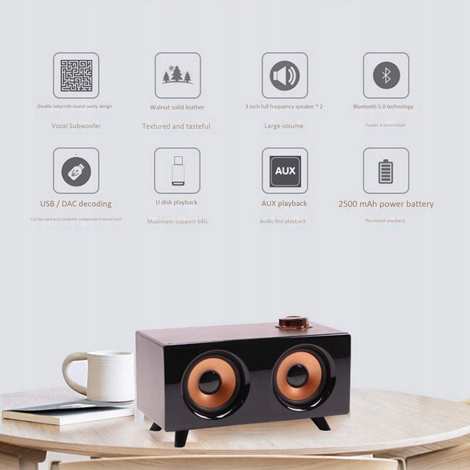 Wooden Wireless Portable Bluetooth Speaker HIFI Wireless Brand no brand