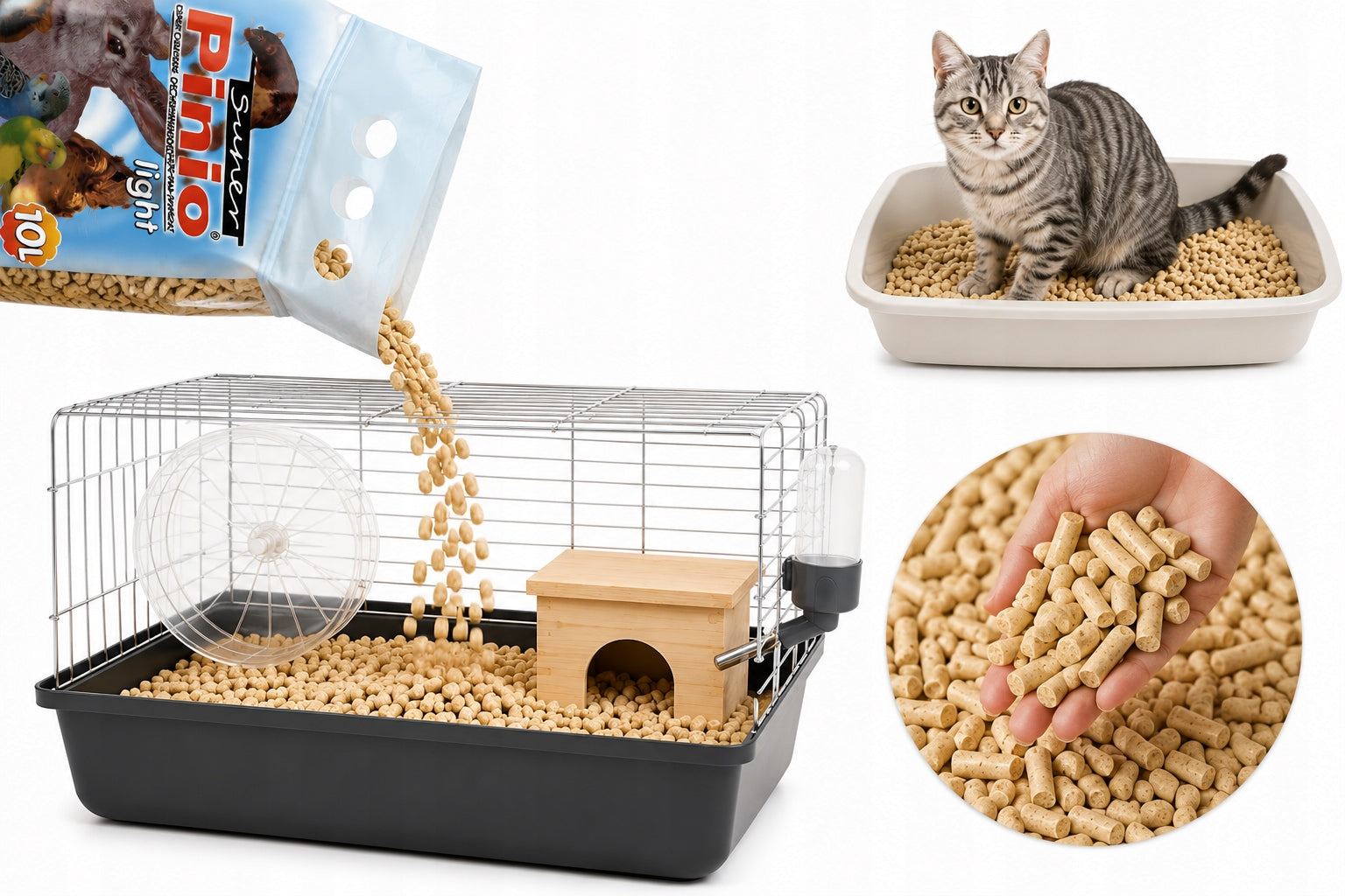 Wooden cat litter Super Pinio Light 10L Wooden litter substrate Volume 10 l