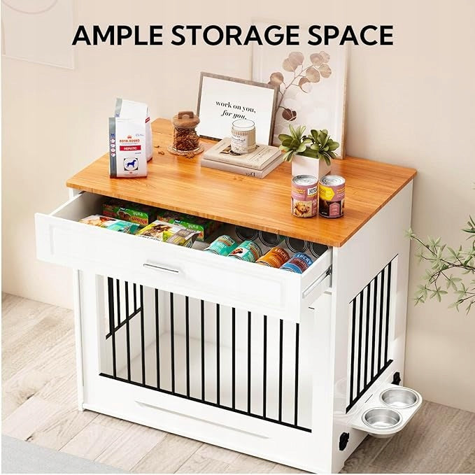 Wooden chest of drawers dog cage with sliding door and drawer Brand no brand