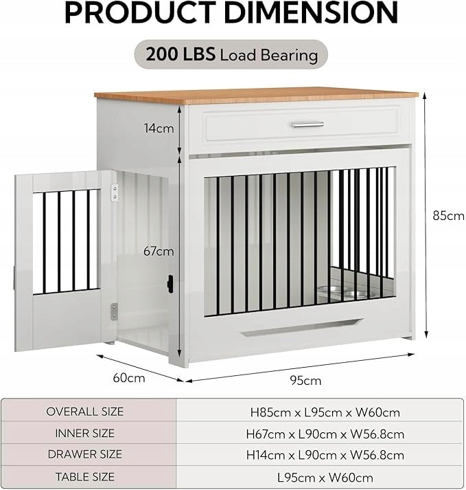 Wooden chest of drawers dog cage with sliding door and drawer Manufacturer code B0DLB11SFZ