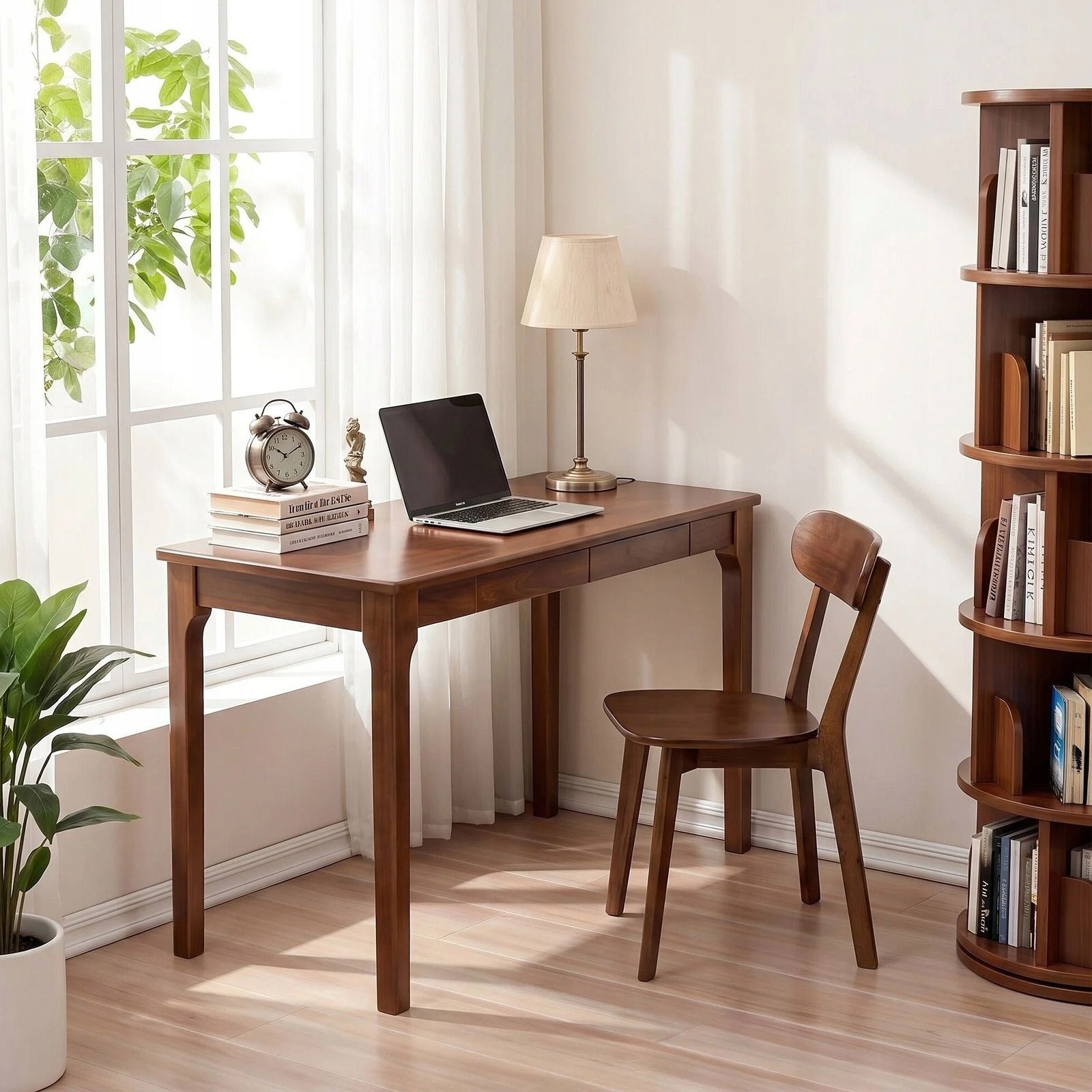 Wooden desk with drawers in mid-century style Brand no brand