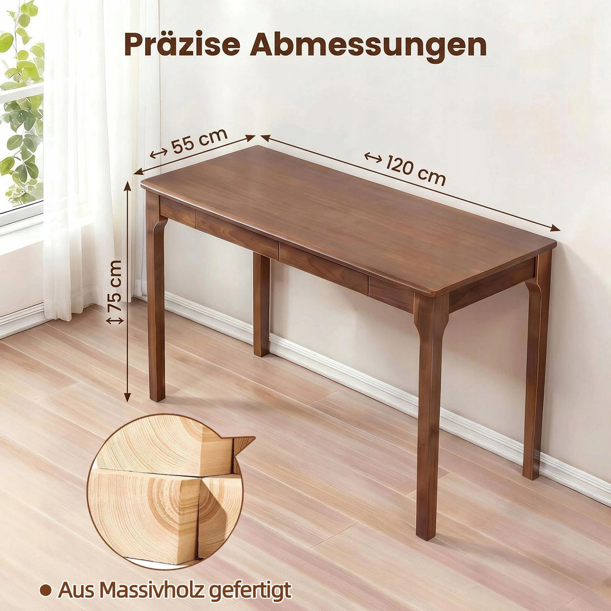 Wooden desk with drawers in mid-century style Manufacturer code 4895130696362