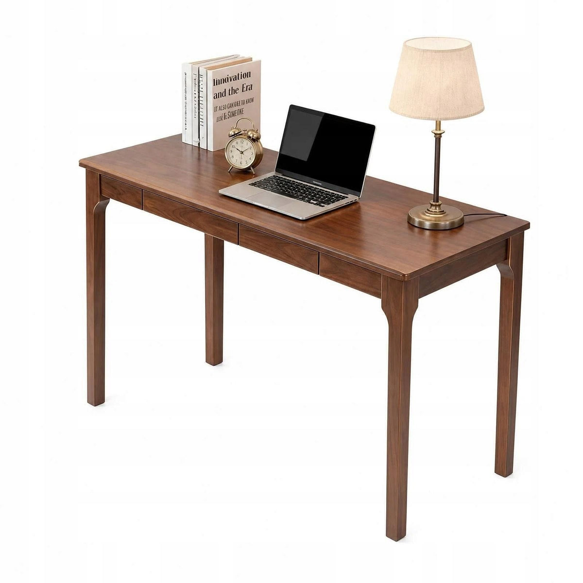 Wooden desk with drawers in mid-century style