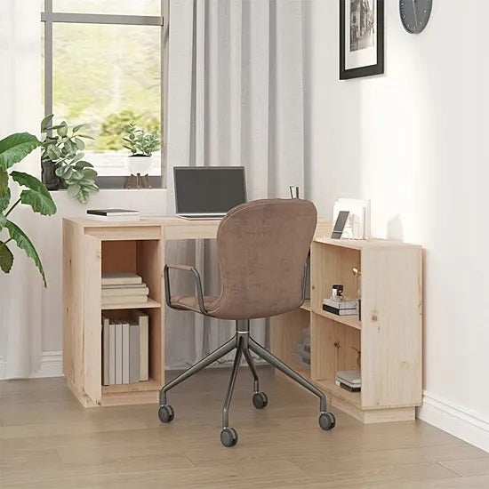 Wooden desk with wood bookcase 110 x 50 x 75 cm pine boho office EAN (GTIN) 5905357113012