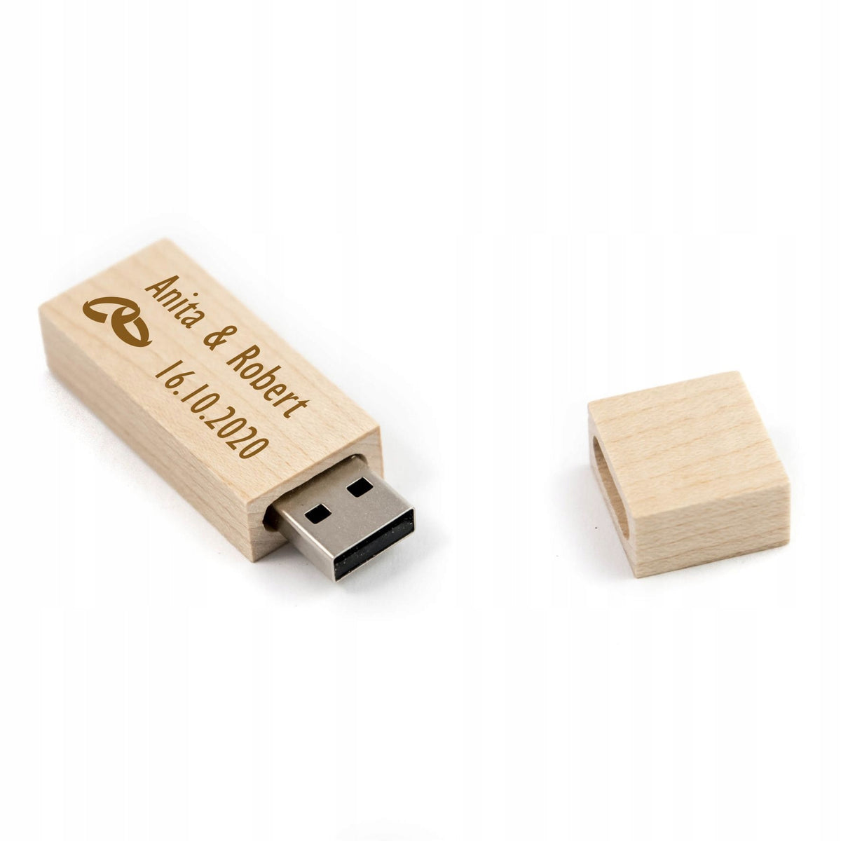 Wooden flash drive Light wood - Maple 8 GB USB 2.0 + ENGRAVING FOR WEDDING