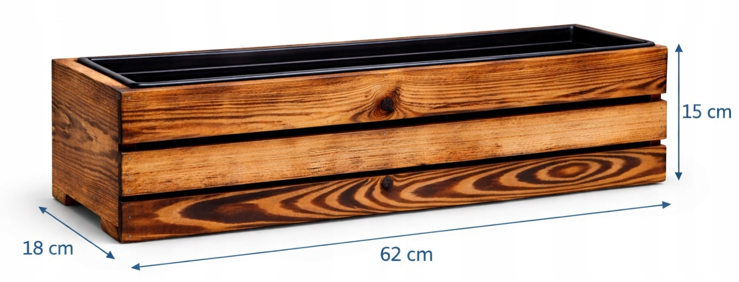 Wooden flower pot Balcony BOX for Terrace window sill + CARTRIDGE 62cm Manufacturer code Doniczka na kwiaty okno