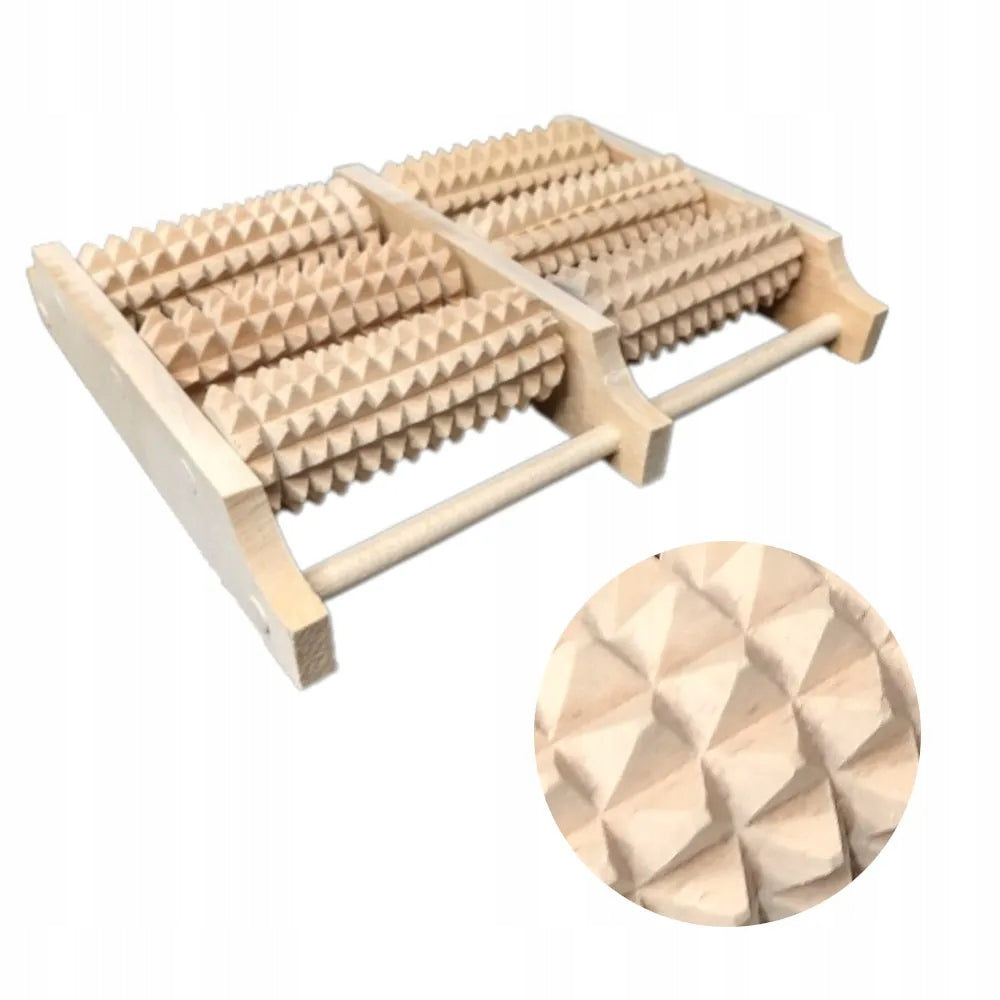 Wooden foot massager traditional 6 rolls three row roller