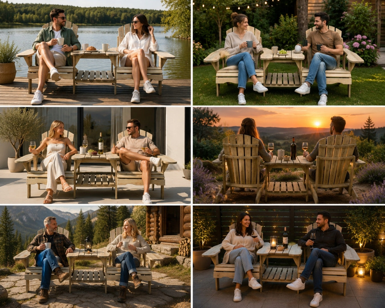 Wooden garden chairs + table SUPER COMFORTABLE + impregnation + brush Color other