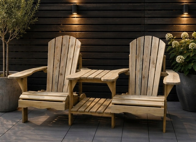 Wooden garden chairs + table SUPER COMFORTABLE + impregnation + brush Model LM01
