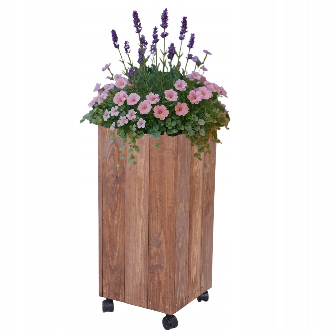 Wooden garden planter on wheels mobile for terrace impregnation 86x28x28 Material wood