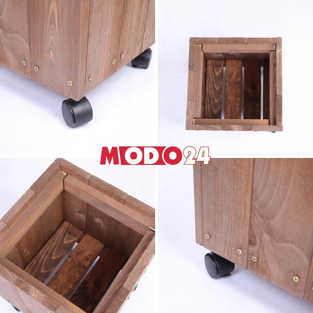 Wooden garden planter on wheels mobile for terrace impregnation 86x28x28 Product height 86 cm