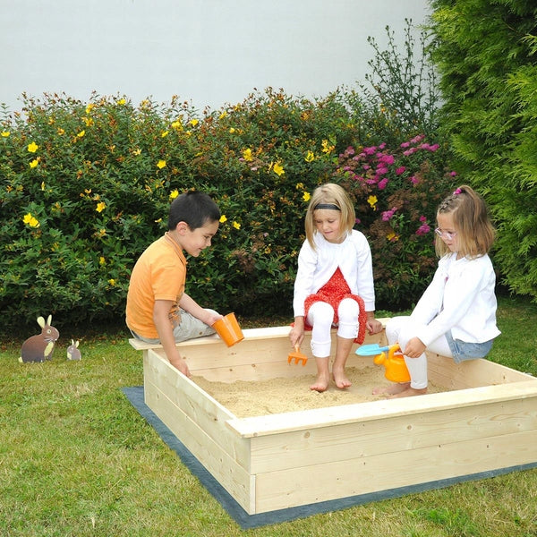 Wooden garden sandbox with benches 118x118x22 2 tarpaulins EAN (GTIN) 3598740045261