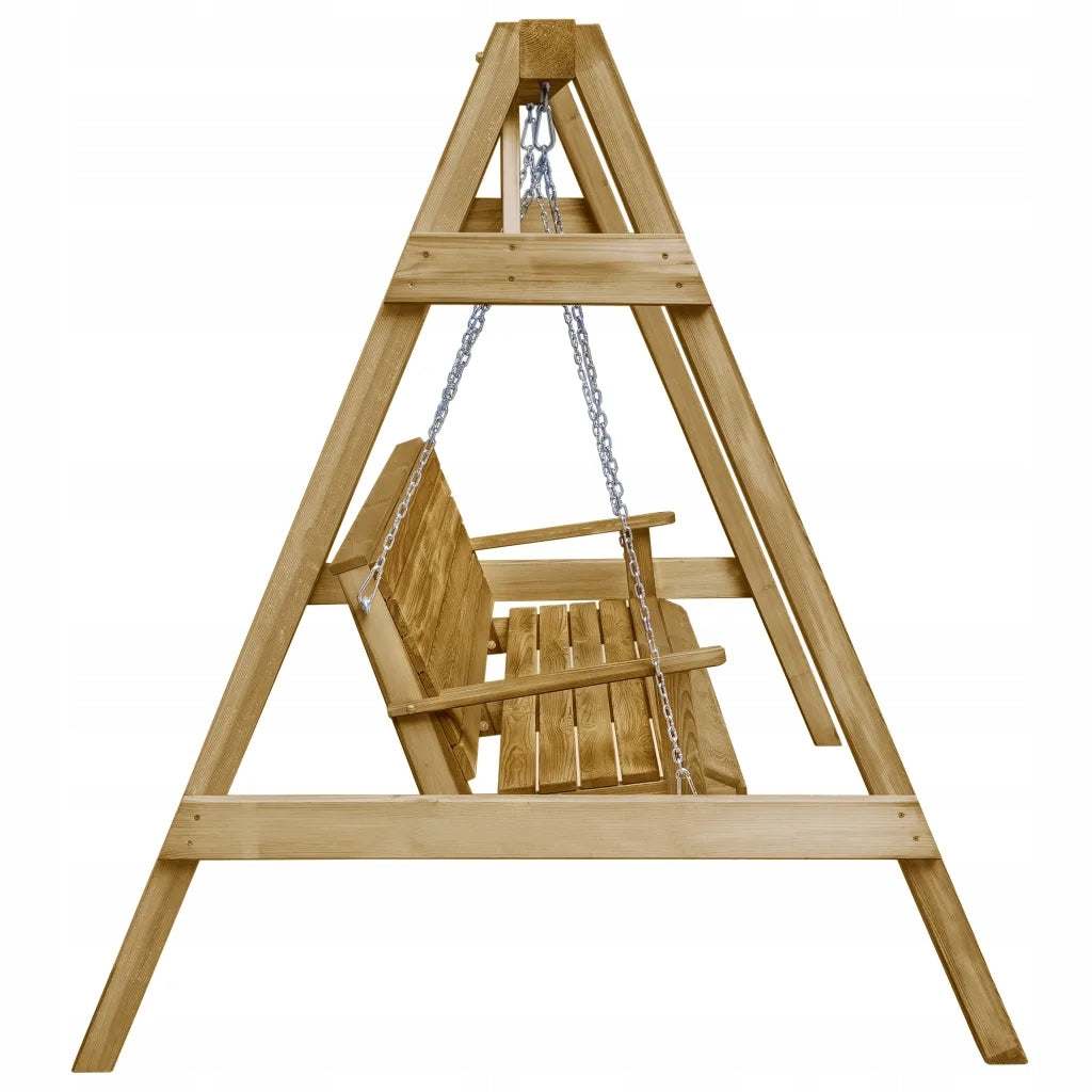Wooden garden swing - 205x150x157 cm, natural color Manufacturer code 5906227057290