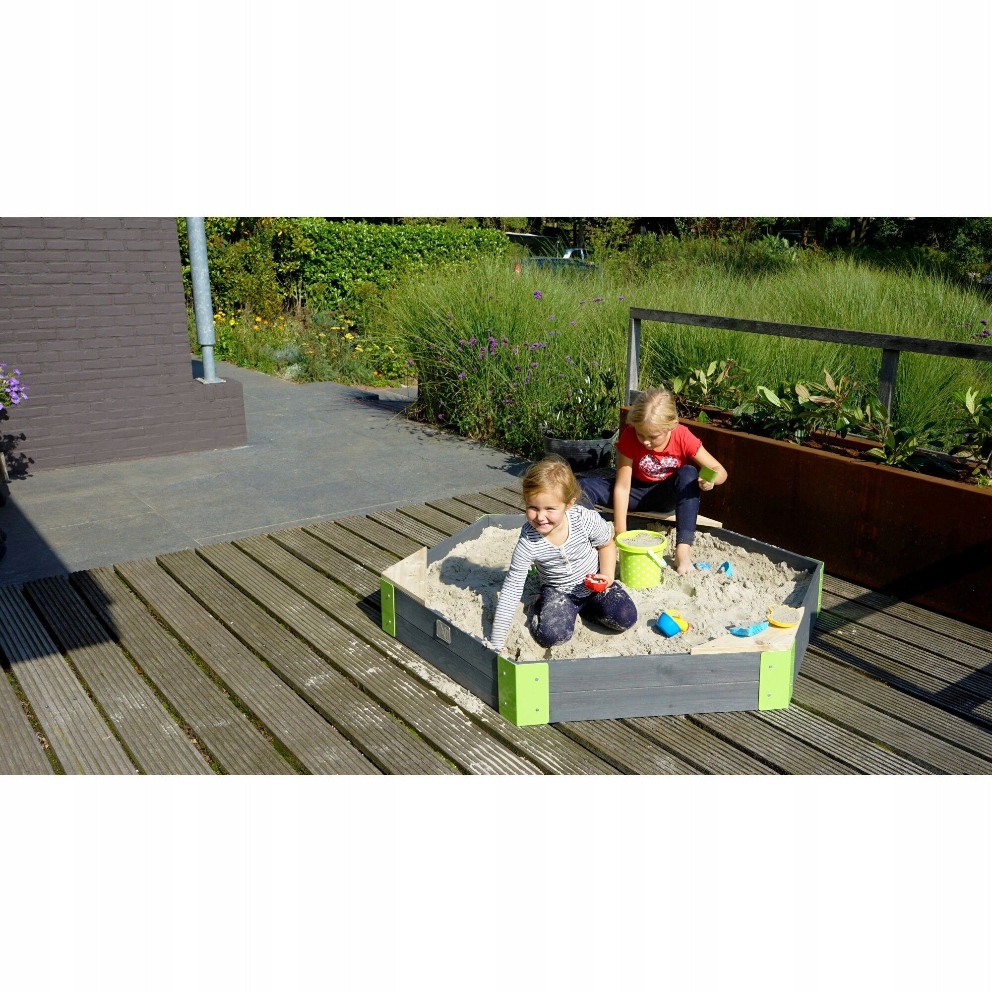 Wooden hexagonal sandbox Aksent EXIT 160x140cm Length 160 cm