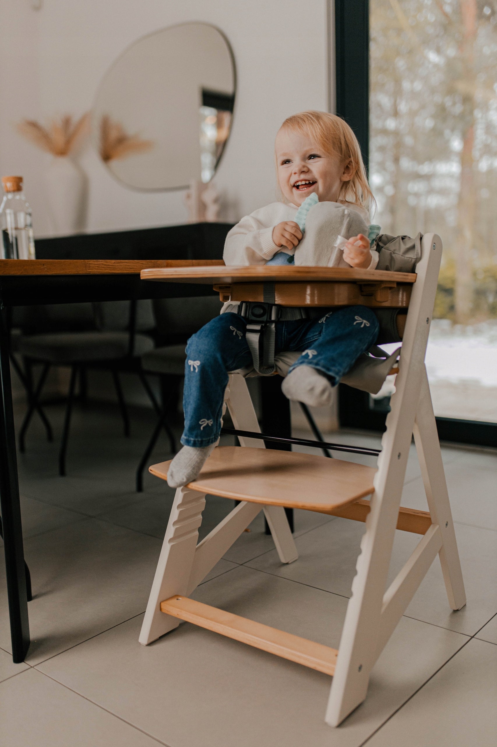 Wooden high chair TULANO 4in1 for children pillows 6m+ up to 40kg Packaging status original