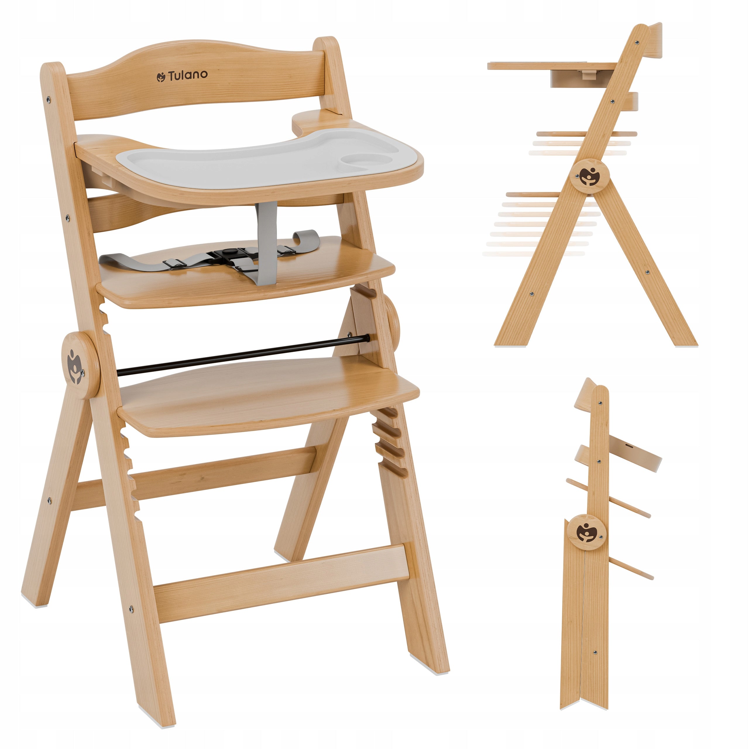 Wooden high chair TULANO 4in1 tourist folding poplar