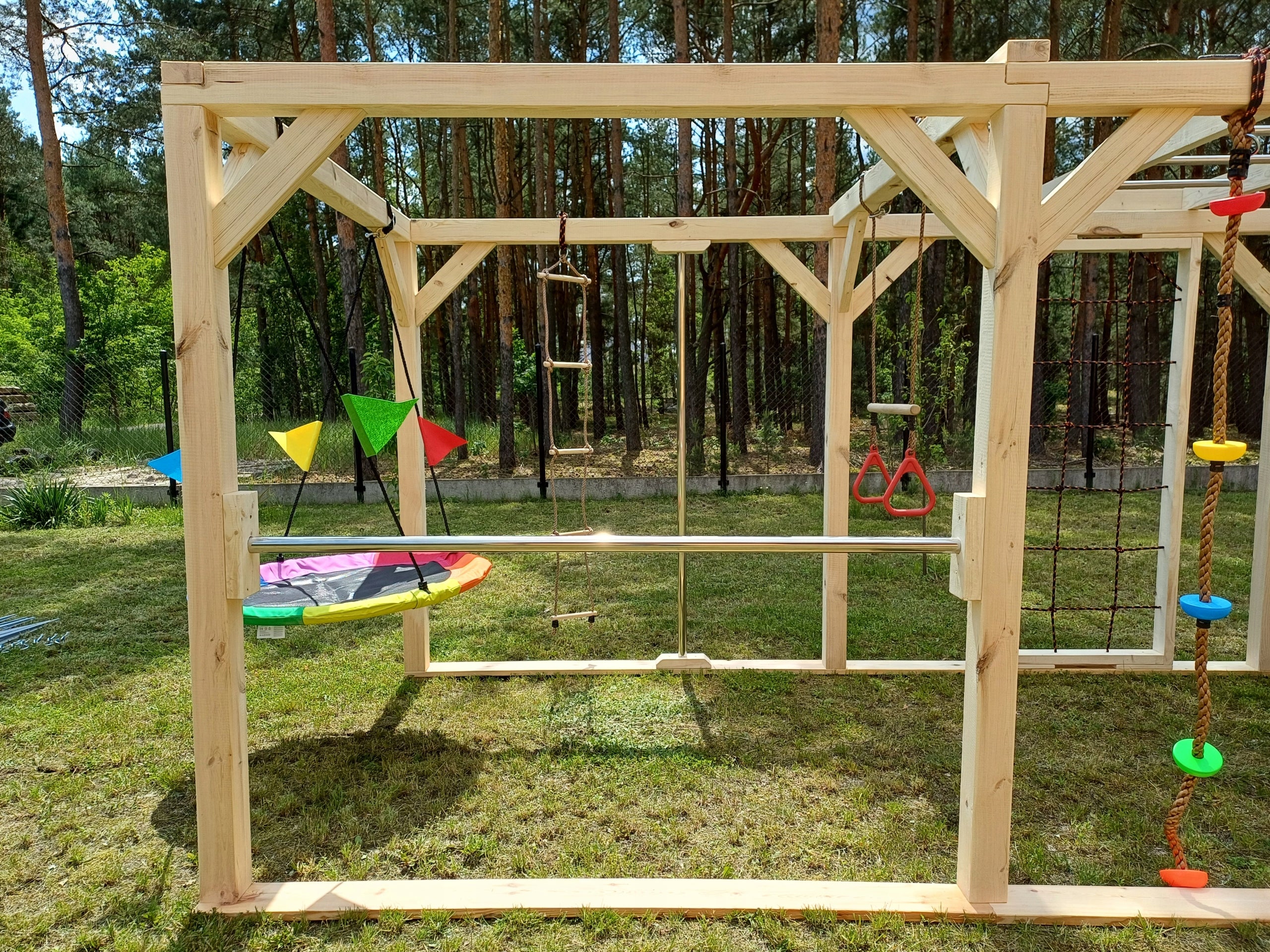 Wooden large square toys Monkey Grove "JAŚ"-climbing, swing, storks Product height 205 cm