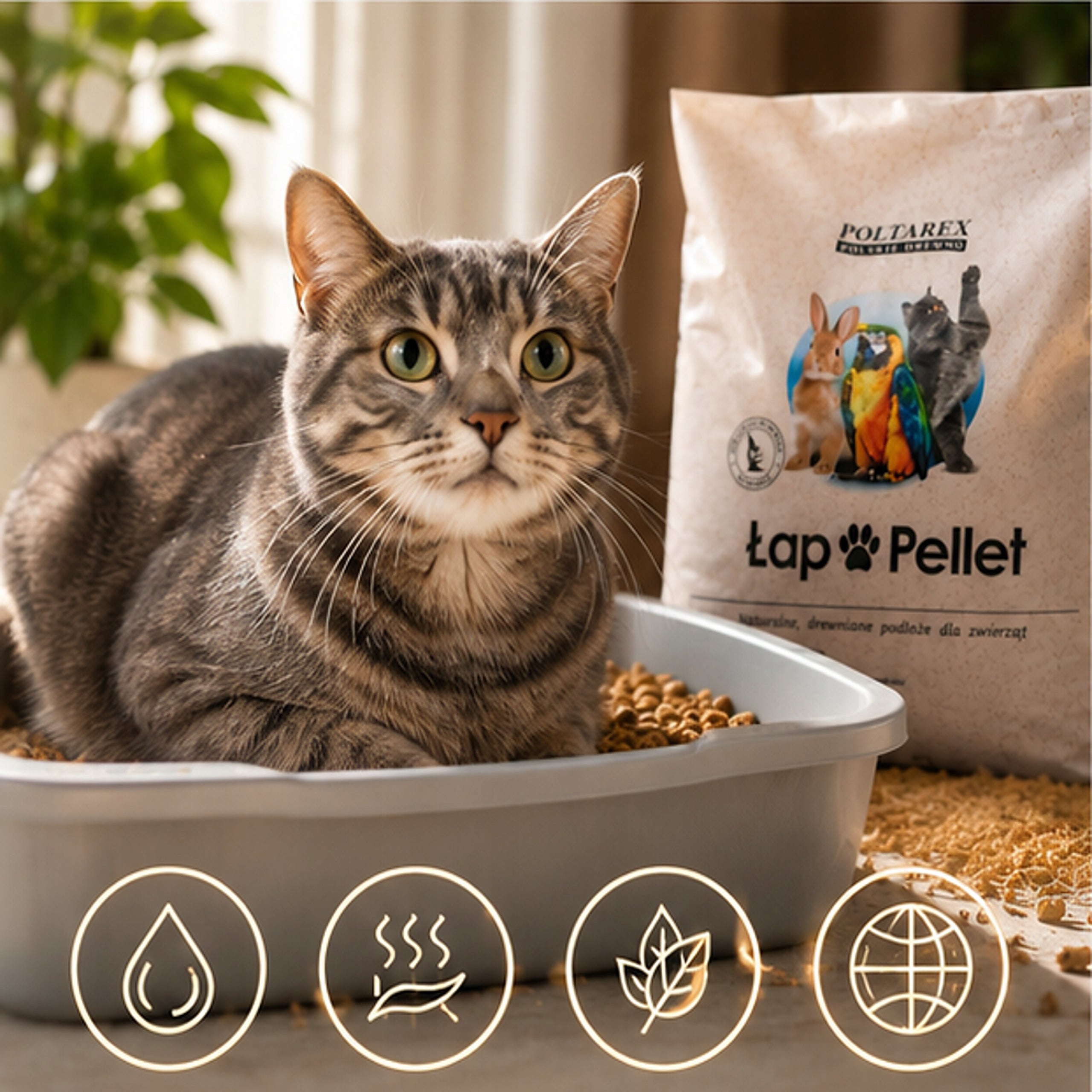 Wooden litter for Cat, Rodents Clumping 7,5 L natural eco absorbent Packaging status original