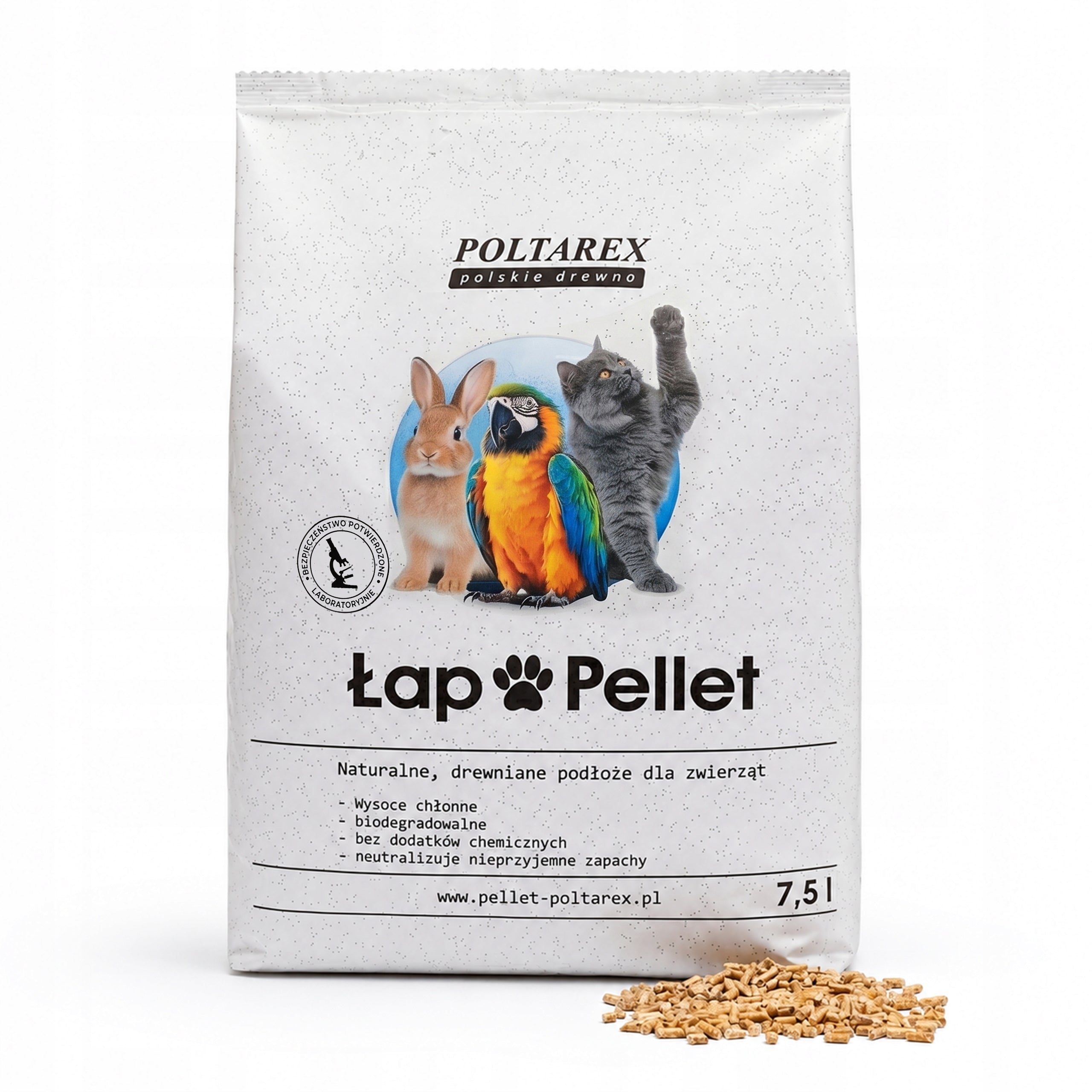 Wooden litter for Cat, Rodents Clumping 7,5 L natural eco absorbent Trade name Łap Pellet żwirek drewniany
