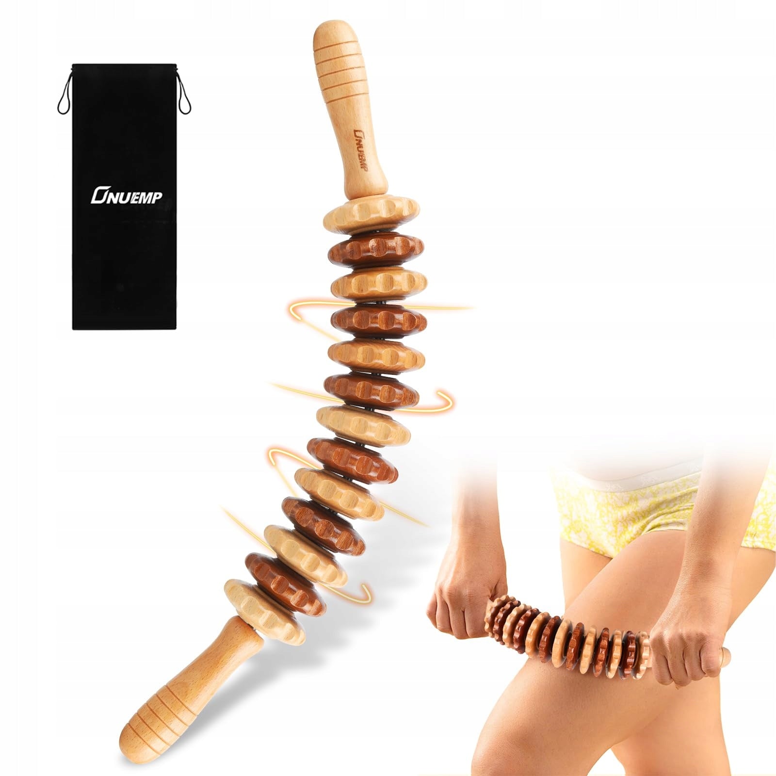 Wooden massage roller Anti-cellulite massager, lymphatic drainage